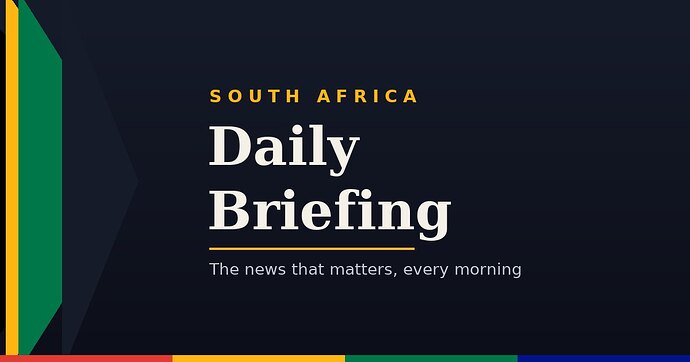 South Africa Daily Briefing, banner in South African flag colours