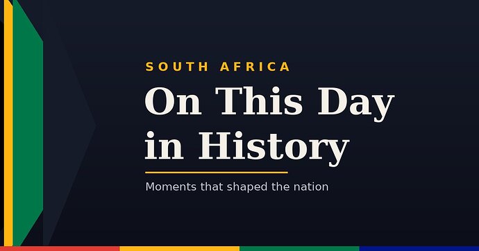 On This Day in South African history, banner in South African flag colours